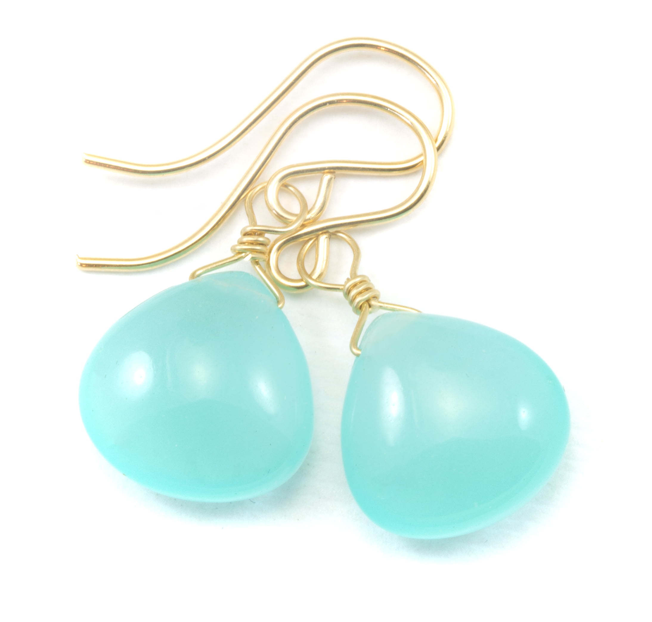 Turquoise Baby Blue Chrysoprase Dangles on 14K Gold Filled French Earwire 