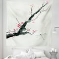 thumbnail image 1 of Flower Tapestry, Branch of a Pink Cherry Blossom Sakura Tree Bud a Dragonfly Dramatic, Fabric Wall Hanging Decor for Bedroom Living Room Dorm, 5 Sizes, Pale Sage Green Pink, by Ambesonne, 1 of 1