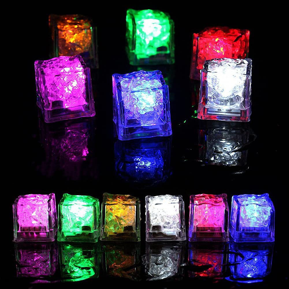5 Pcs Light Up Ice Cubes Waterproof,Arkutor Multi Color Led Ice Cube,Flashing Glow in The Dark LED Light Bar Club Cube,Reusable Glowing Cube for Halloween Drinking Party Wine Wedding Decoration