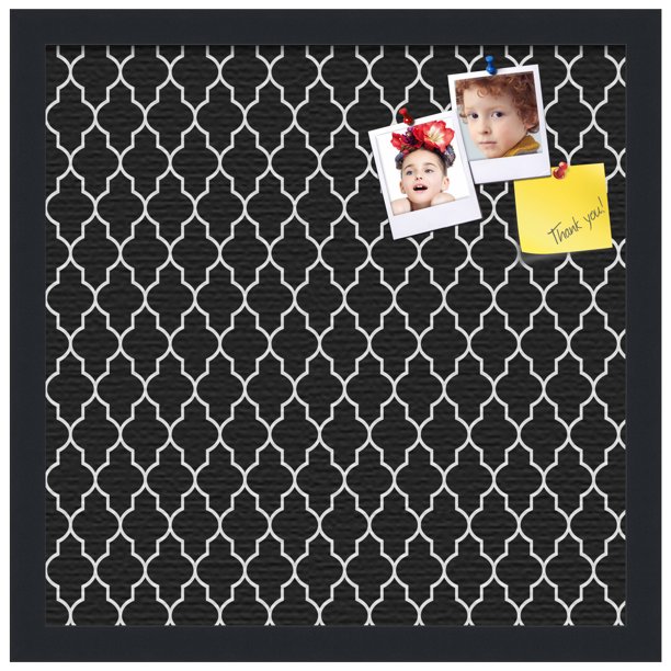 PinPix ArtToFrames 14x14 Custom Cork Bulletin Board Quatrefoil Black