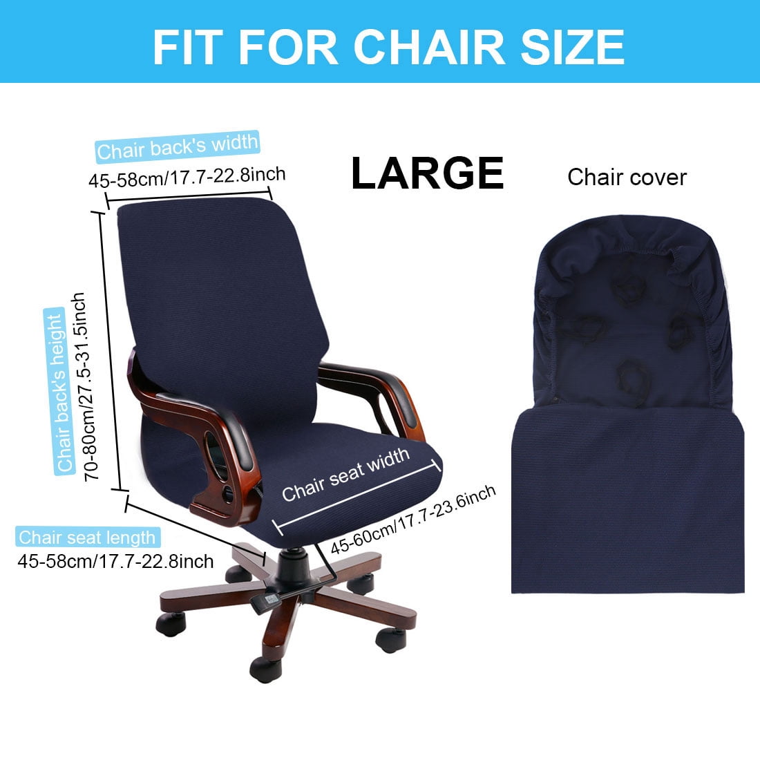 Unique Bargains Stretch Jacquard Office Room Chair Slipcover Navy Blue
