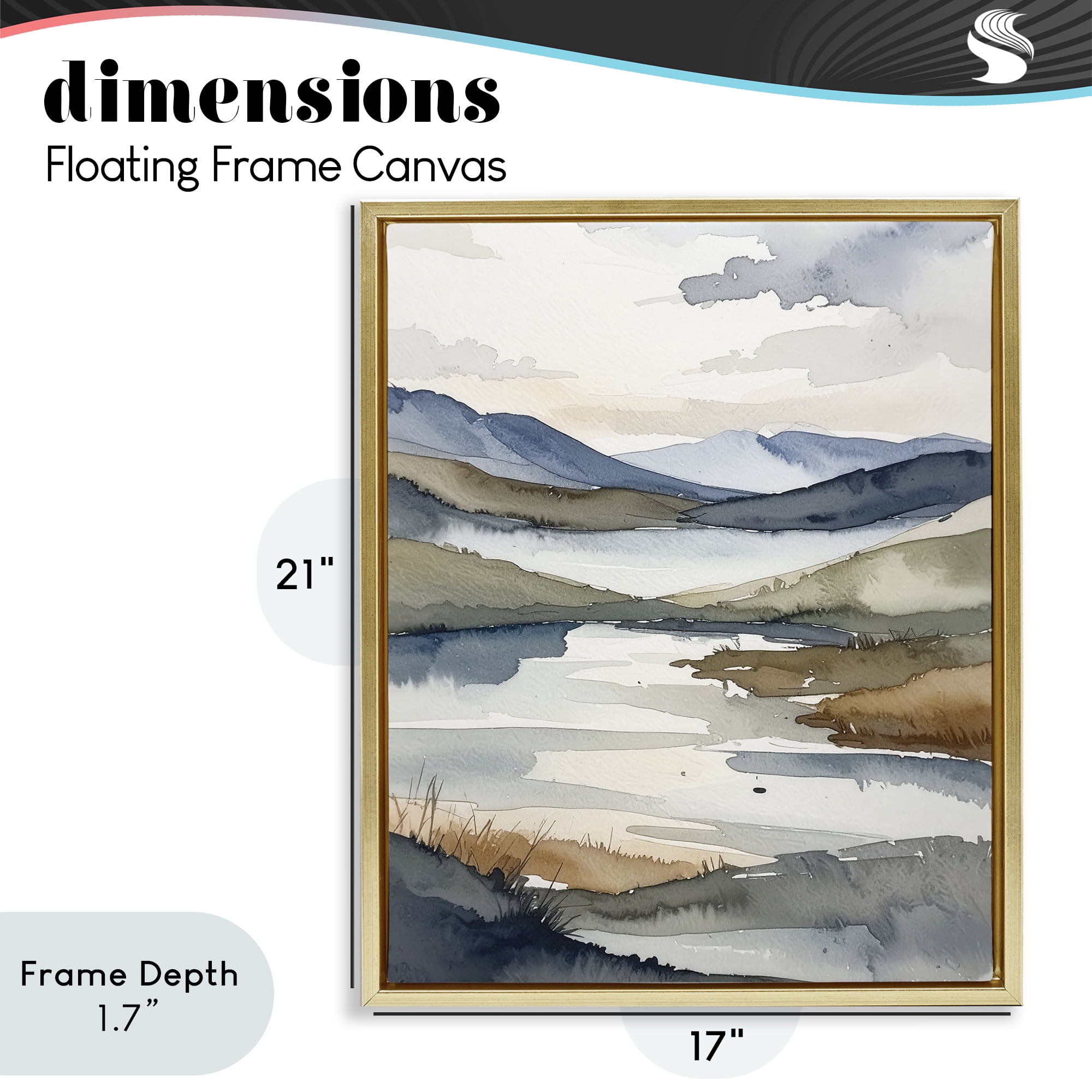 Stupell Industries Flow Of Water Pond Gold Framed Floater Canvas Wall Art, design by Alonza Saunders