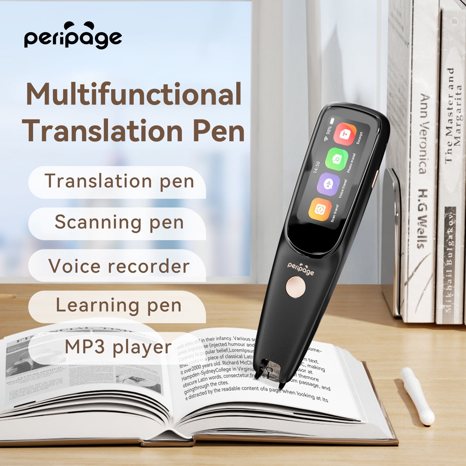 Peripage d2s tradutor de digitalização de voz caneta multifunction tradução  off-line em tempo real tradutor