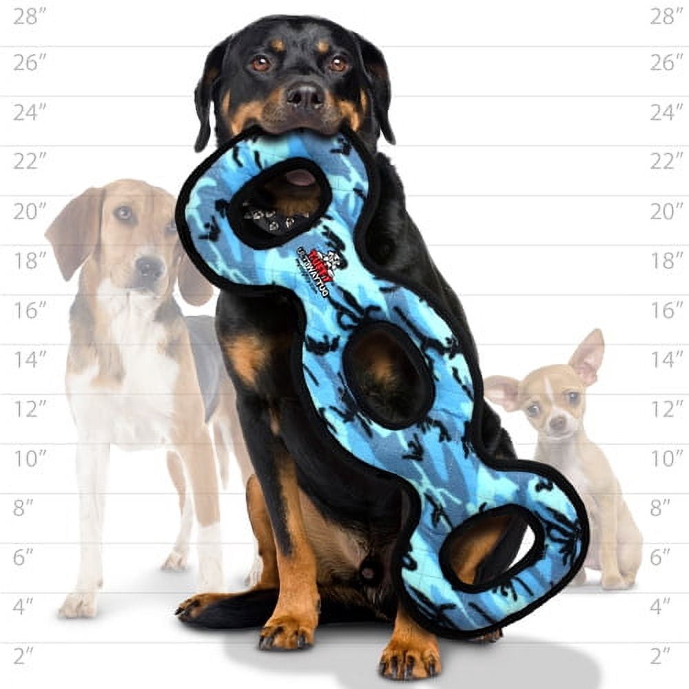 TUFFY® Ultimate 3WayTug Camo Blue, 2-Pack, Durable Plush Squeaky Dog Toys
