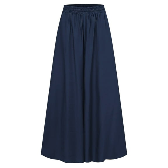 EDFBUYKRS Female Women Pants Casual Cargo Pants Women Jeans Women's Summer Loose Large Elastic Waist Wide Leg Pants Large Swing Beach Casual Pants S