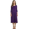 thumbnail image 2 of REDHOTYPE Nouvelle Robe Midi Plissée Décontractée à Manches Longues Simple Couleur Unie Élégante Col Rond Robe Femme Grande Taille, 2 of 3