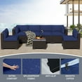 thumbnail image 2 of YLGJ&TIDY 7-Piece Outdoor Patio Set, All-Weather Rattan Sofa with Waterproof Cushions and Glass Table for Garden, Poolside, Navy Blue, 2 of 8