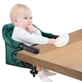 thumbnail image 1 of Silla con gancho, diseño seguro y de carga alta, almacenamiento plegable y clip de fijación apretado en la silla alta de mesa, cojín de asiento extraíble, se fija a la silla de mesa rápida (verde oscu, 1 of 5