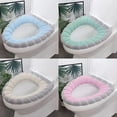 thumbnail image 2 of Soft Thicker Warmer Stretchable Washable Toilet Seat Cover Bathroom Toilet Seat, 2 of 5