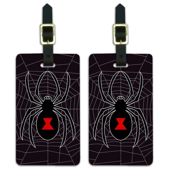 Black Widow Spider on Web Luggage ID Tags Suitcase Carry-On Cards - Set of 2