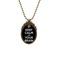 thumbnail image 1 of Citar a mantener la calma, usa tu cerebro negro Collar Colgante Vintage de bronce antiguo de joyeria de lujo de regalo Unbranded M, 1 of 3