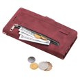 thumbnail image 3 of ELEHOLD Multi-Functional Wallet Case for Samsung Galaxy S23 Ultra, 9 Card Slots Zipper Pocket Wriststrap Stand Function Premium Leather Shockproof Purse Case for Samsung S23 Ultra, Winered, 3 of 7