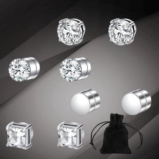 T&T 4mm 316L Stainless Steel CZ Square Stud Earrings ES04A (4