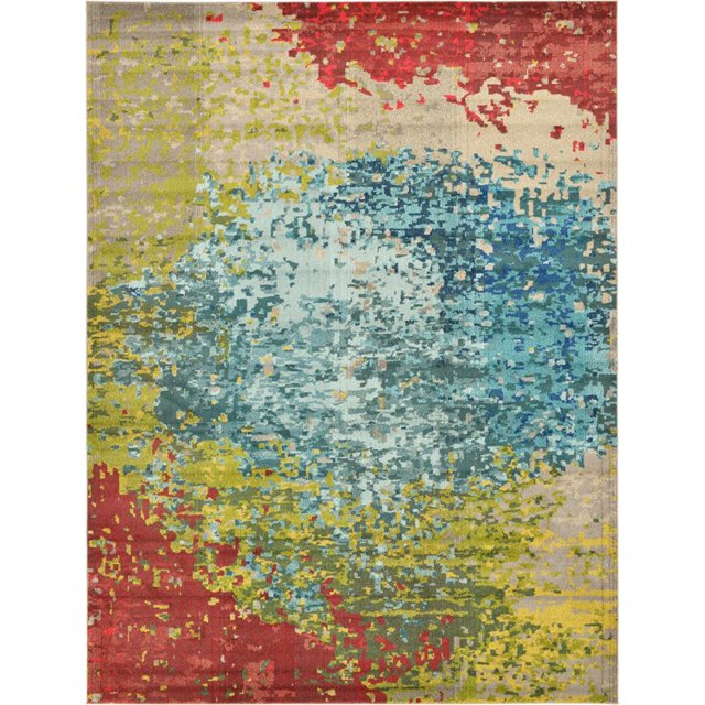 Unique Loom Tapis Abstrait Estrella Dégradé 9' x 12' Rectangle Bleu/beige