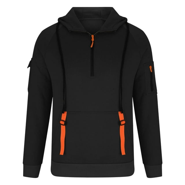 LUOGENLI Chandails à Capuchon pour Hommes Graphique Coton Chandail à Capuchon pour Hommes de Printemps et d'Automne à Manches Longues Chandail à Capuchon Décontracté Unique pour Hommes Design Extérieur Couleur Unie Chandail à Capuchon à Manches Longues Chandails à Capuchon pour Hommes à Enfiler Noir Taille TTTG