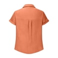thumbnail image 6 of Craaazy Ladies Oversized Short Sleeve Tunic Tops, Lightweight Cotton Shirt, Turndown Collar Button Up Blouse with Chest Pockets for Everyday Outfits Gifts, 6 of 6