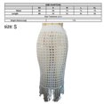 thumbnail image 2 of Mujeres Sexy Ahueca Hacia Fuera Faldas De Borlas De Malla Cubierta De Playa Traje De Baño De Red De Peces De Verano Traje De Baño Envuelto - Blanco, S, 2 of 6