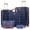 Navy Blue Tan, variant on 5 Pcs Travel Luggage Sets, 20 24 28 inch Carry-on and Checked Suitcase with Expandable Duffle Bags, White Tan