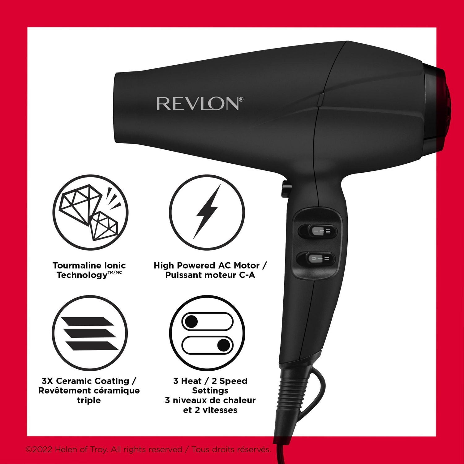 Revlon Quick Dry Salon Hair Dryer, Black, Dry and Style Faster