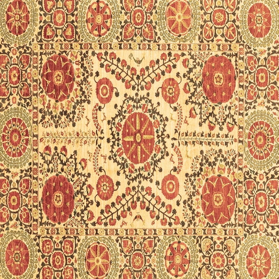 Ahgly Company Indoor Square Abstract Brown Modern Area Rugs, 6' Square