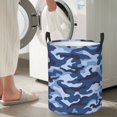 thumbnail image 4 of DouZhe Waterproof Collapsible Large Laundry Baskets, Abstract Blue Camouflage Prints Circular Hamper with Handles, 4 of 6