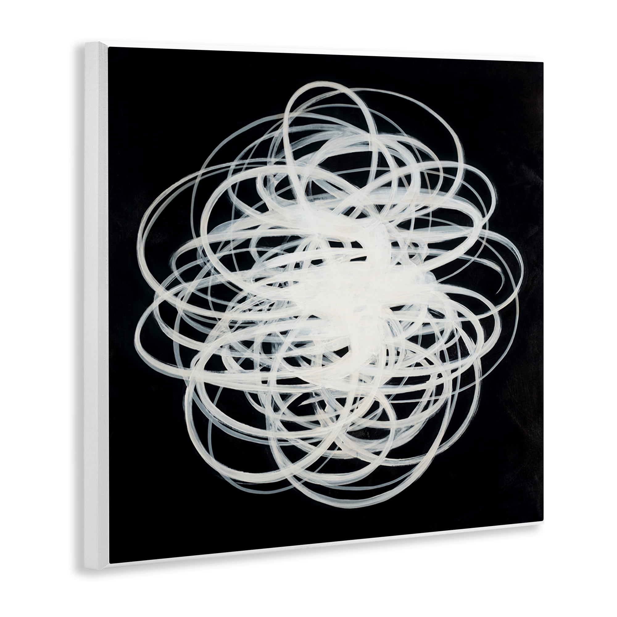 Stupell Industries Chaotic Scribble on Black Abstract Painting Unframed Art Print Wall Art, 12 x 12