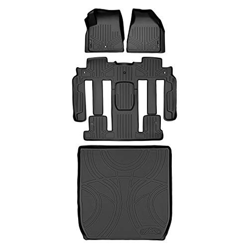 MAXLINER Custom Fit 2 Row & Cargo Liner Behind The 2nd Row Black Floor Mat Liner Set Compatible with 2009-2017 Buick Enclave/ 2009-2017 Chevrolet Traverse (Only with 2nd Row Bucket Seats)