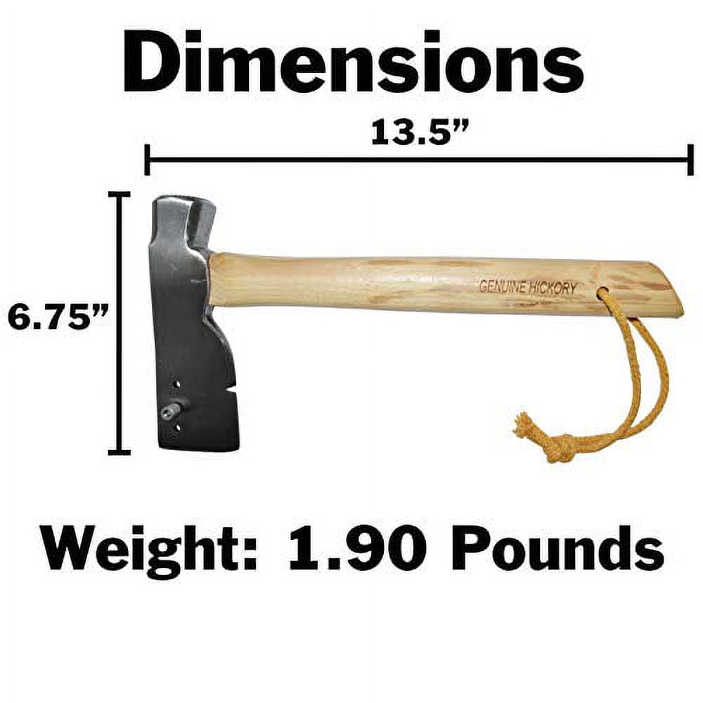 Shingling Roofing Hatchet with Milled Striking Face, Three-Position Exposure Gauge for , Nail Slot, and Hickory Wood Handle