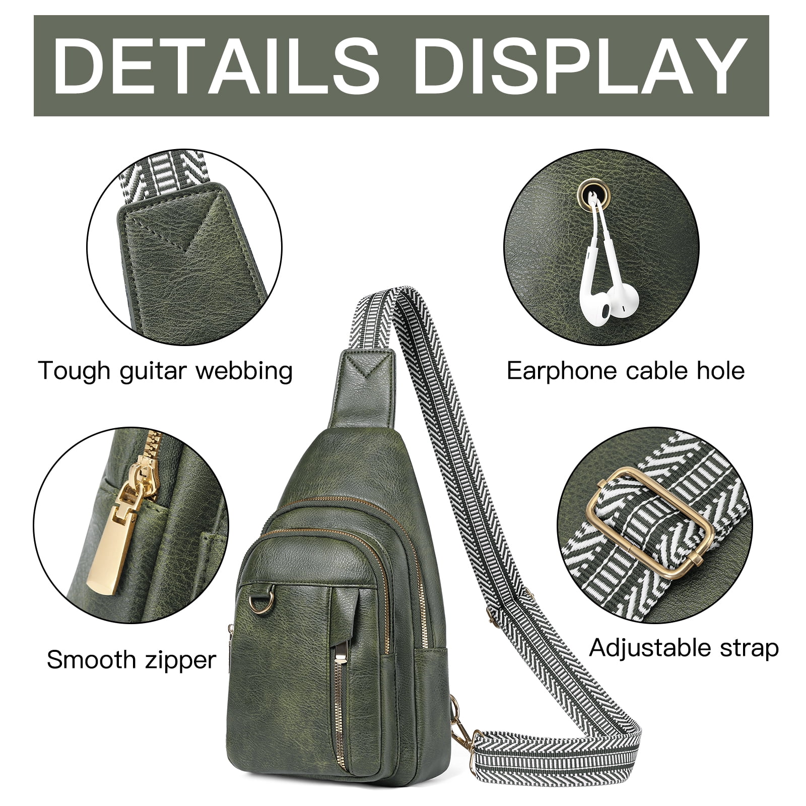 GAEKEAO Sling Bag for Women Crossbody Bags Fanny Pack Vegan Leather Chest Bag Travel Shoulder Belt Purse Backpack Gifts