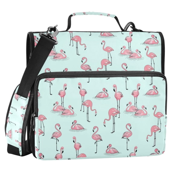 ALAZA Zipper Binder Tropical Flamingo Swimming 2 in 3 Ring Trapper Keeper 500 Sheet Capacity File Folder Organizer Bag