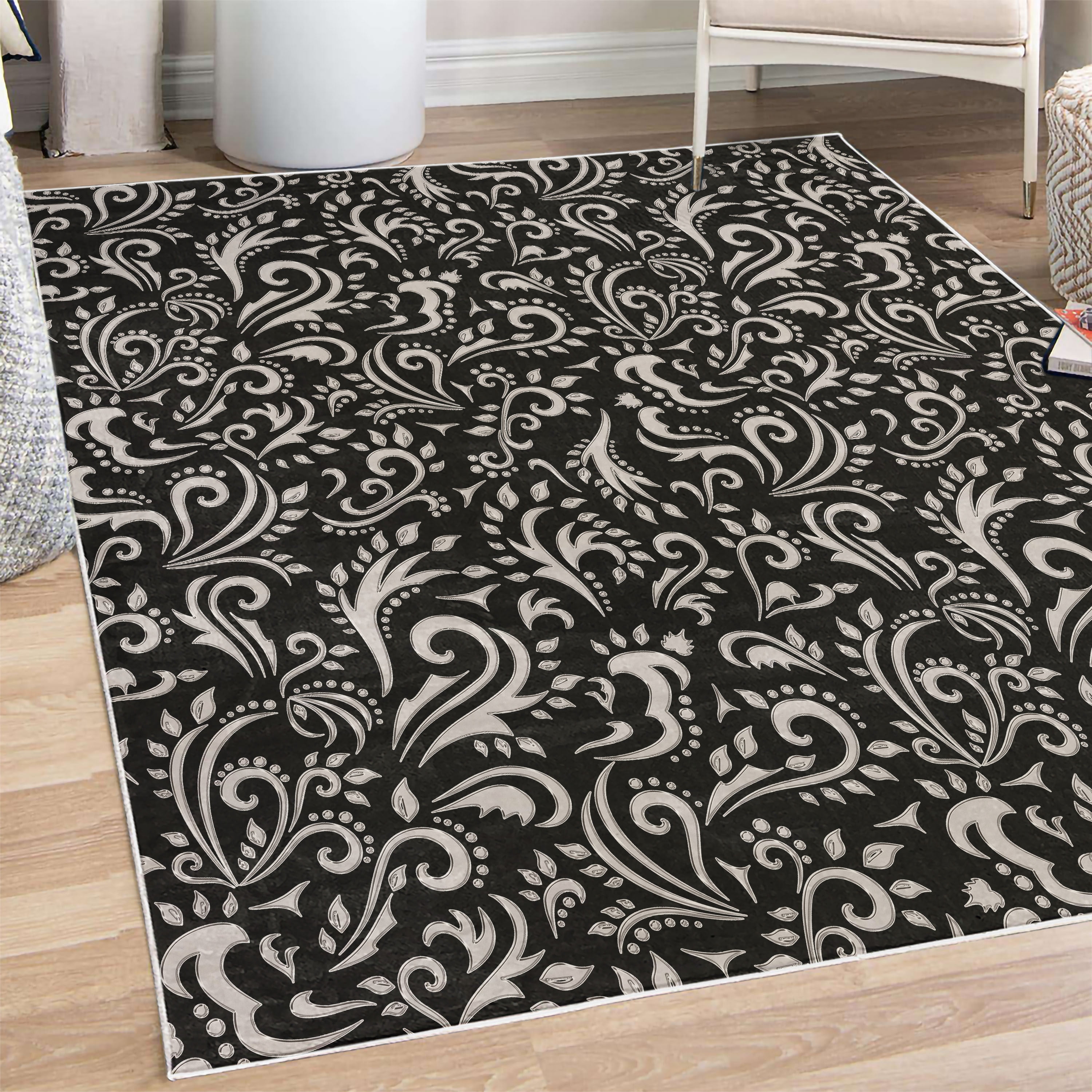 Monochrome Rug Pattern Vintage Decorative Rug, Monochrome Style Classic Victorian Inspired ...