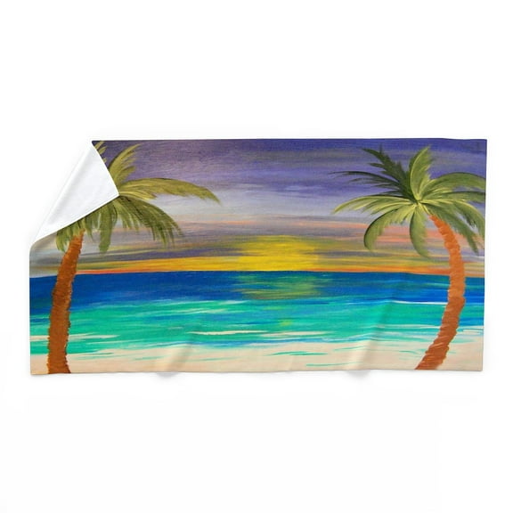 CafePress - Tropical Beach Sunset - Large Beach Towel, Soft 30"x60" Towel with Unique Design