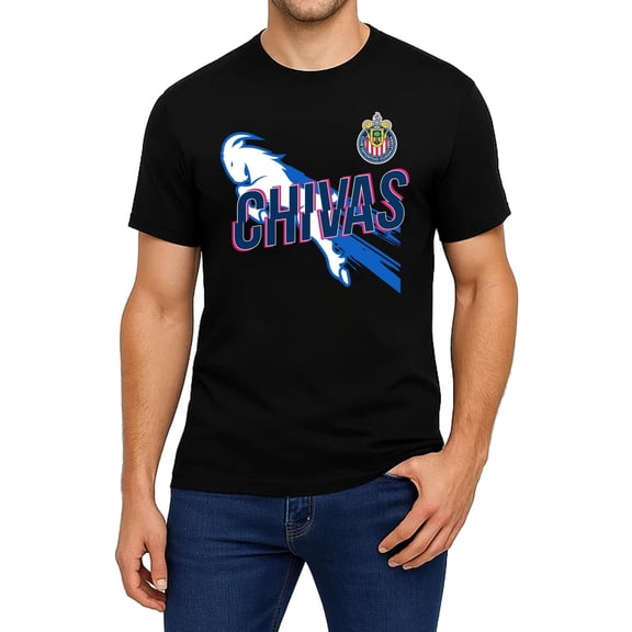 Icon Sports Chivas Soccer Tee - Officially Licensed Unisex Adult Cotton Short Sleeve T-Shirt 694 Black L