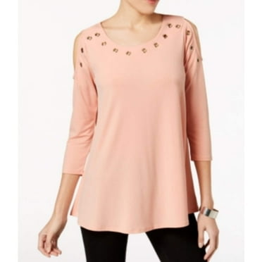 Grommet Cold-Shoulder Top Size S Women's Blouse