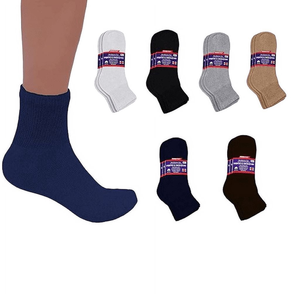 Men's 3-12 Pairs of Health Support Diabetic Ankle Circulatory Socks, Non-binding & Loose Fit (White, 12 Pack)