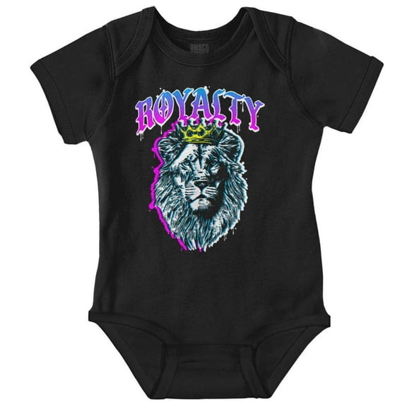 Royalty Lion Glitch Graffiti King Romper Boys or Girls Infant Baby Brisco Brands NB