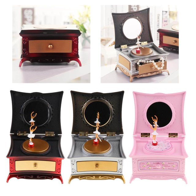 pitrice Music Jewelry Box with Musical Jewelry Drawer for Girls Jewelry Storage Case Storage Case with Dancing Girl Red