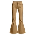 thumbnail image 7 of vdgthytj Flare Pants for Girls High Waist Slim Fitted Solid Fashion Fall Casual Trousers with Pockets(11-12 Years,Brown), 7 of 7