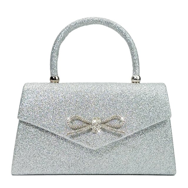 Bolso Mano Noche Mujer Con Lazo Purpurina Diamantes Imitación Minibolsos
