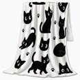 thumbnail image 2 of Playful Black Cats Pumpkins autumn celebration, Playful Pet Portrait Pattern, Warm Flannel Blanket for Living Room and Reading Nook, Cat Lovers autumn celebration Gift, Pet Lover Home Decor, 2 of 9