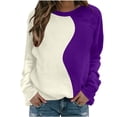 thumbnail image 4 of BUIGTTKLOP Crewneck Sweatshirts for Women Long Sleeve Shirts Color Block Loose Fitted Pullovers, 4 of 6