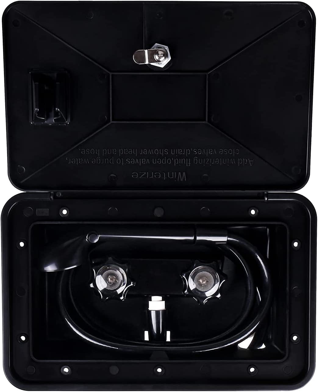Exterior Shower Box Kit with Lock for Outside, Outdoor Non-Metallic RV Accessories for RVs, Fifth Wheels, Motorhomes, Travel Trailers, Campers