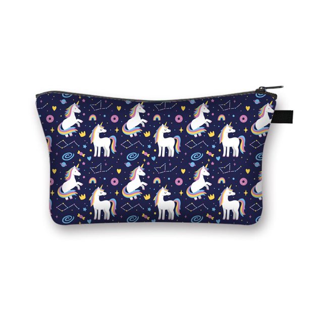 Bolsa de cosméticos de unicornio para mujer, para chica Neceser de maquillaje, bolsa de artículos de tocador para viaje, soporte para lápiz labial, bolso de mano para mujer, estuche de cosméticos Kawa qiuyongming unisex