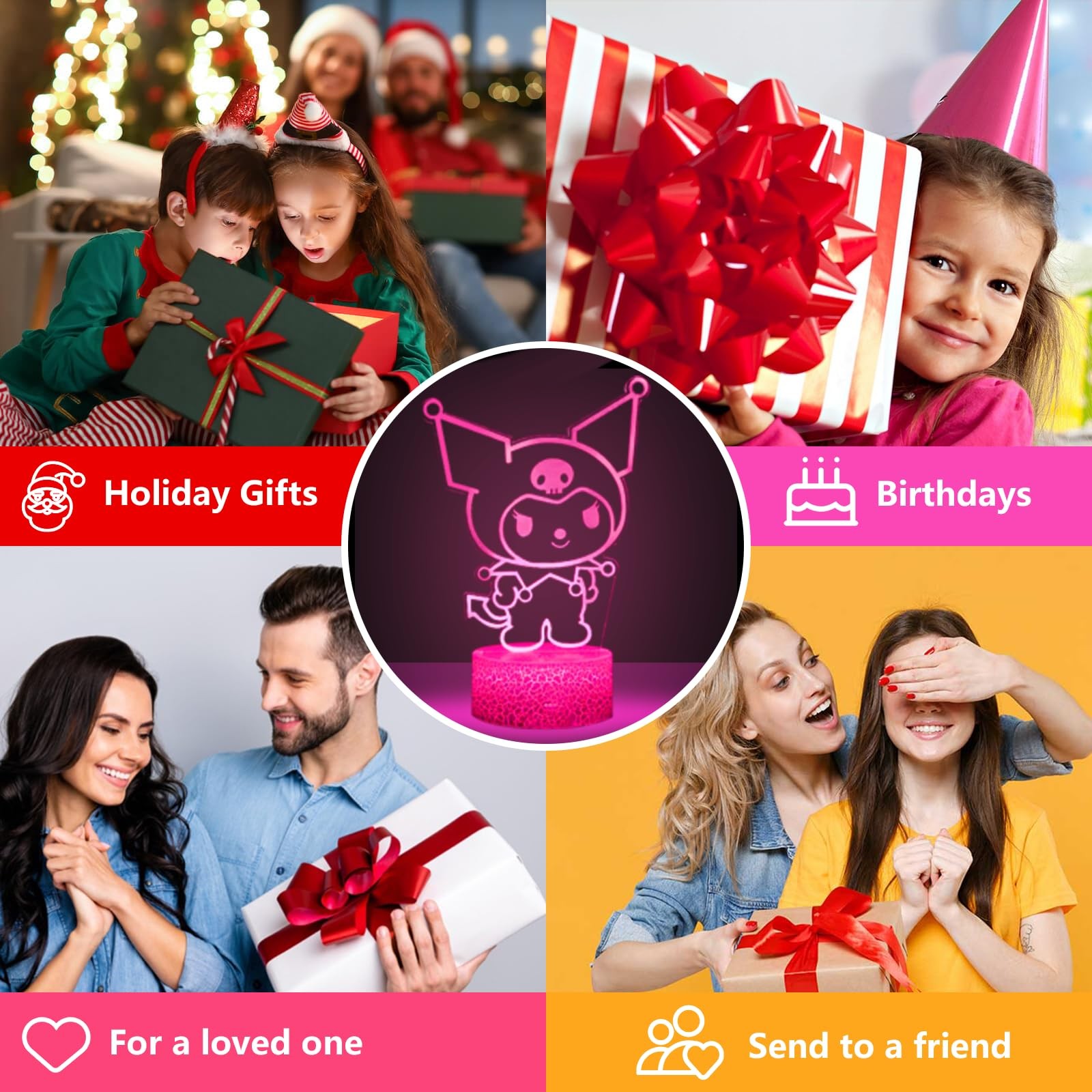 New Cute Kuromi Touch & Remote Control 16-Colors LED Table Lamp, Bedroom Warm Night Light, Bar Rstaurant Decorative Ornaments
