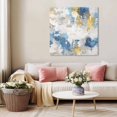 thumbnail image 5 of Blue Yellow Beige Wall Art Painting on Canvas, Retro Abstract Modern Art Painting Canvas Art Home Prints Wall Art Framed Modern Artwork for Living Room Bedroom Wall Decor 20x20in, 5 of 9