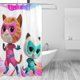 thumbnail image 3 of Cortina de ducha Superkitties, opaca, para baño, impermeable, resistente al moho, bloquea la privacidad, probador, patrón de impresión fina con arte de patchwork, 72 x 72 pulgadas, talla única., 3 of 8