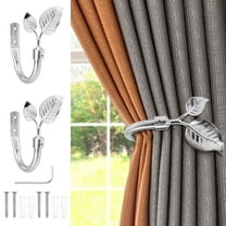 2Pcs Metal Leaf Shape Curtain Holdback with Screws Accessories Wall Mounted Decorative Curtain Tieback for Living Room Bedroom Office Home