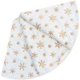 thumbnail image 3 of Plush Christmas tree skirt, 30 inch luxurious snow-white faux fur Christmas tree bottom cushion with golden snowflakes, used for Christmas and New Year family party decoration (gold, 30 inches), 3 of 8