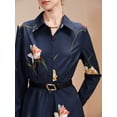 thumbnail image 7 of Multicolor Floral Print Long Sleeve Waist-Cinched A-Line Maxi Shirt Dress For Women, 7 of 7