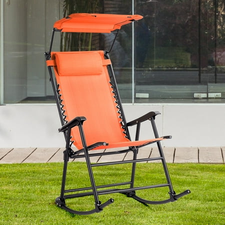 Costway Folding Rocking Chair Rocker, Zero Gravity Rocking Chair With Canopy